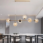 6 Light Glass Globe Island Pendant Light with Adjustable Length