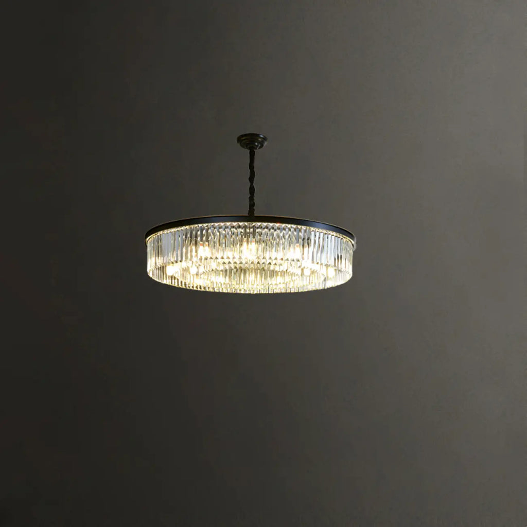 Adjustable Black Round Modern Crystal Chandelier