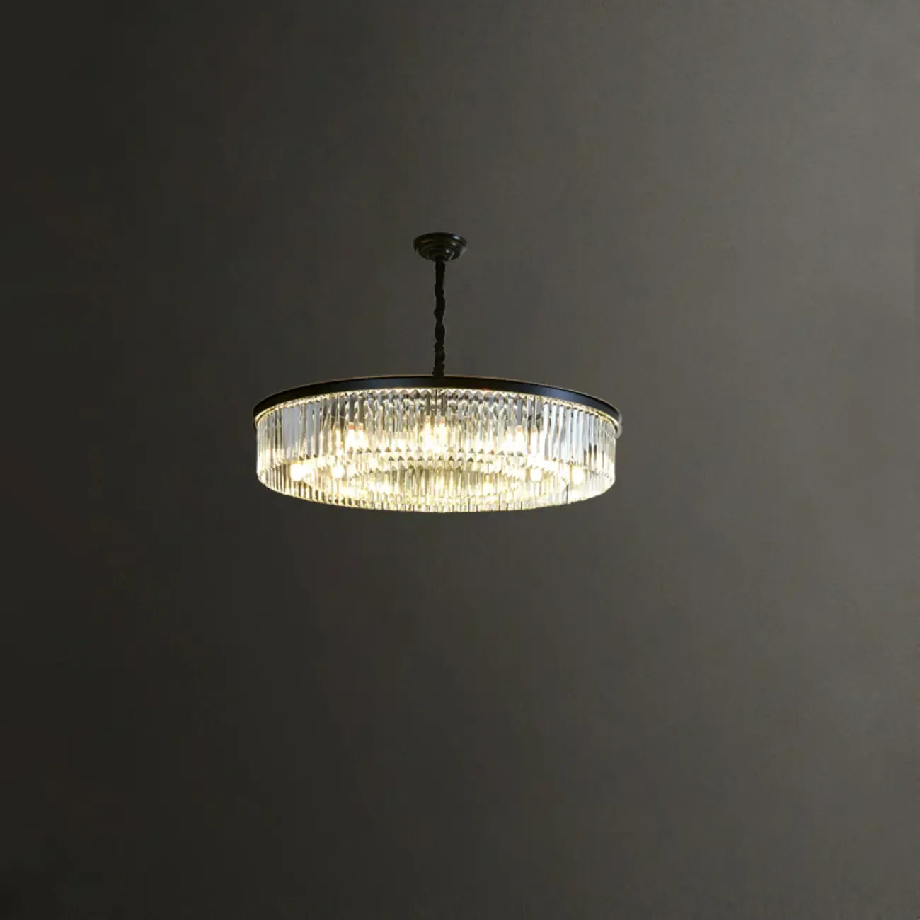 Adjustable Black Round Modern Crystal Chandelier
