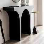 Scandinavian Black Wooden Console Table with Sled Base