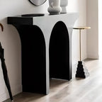 Scandinavian Black Wooden Console Table with Sled Base