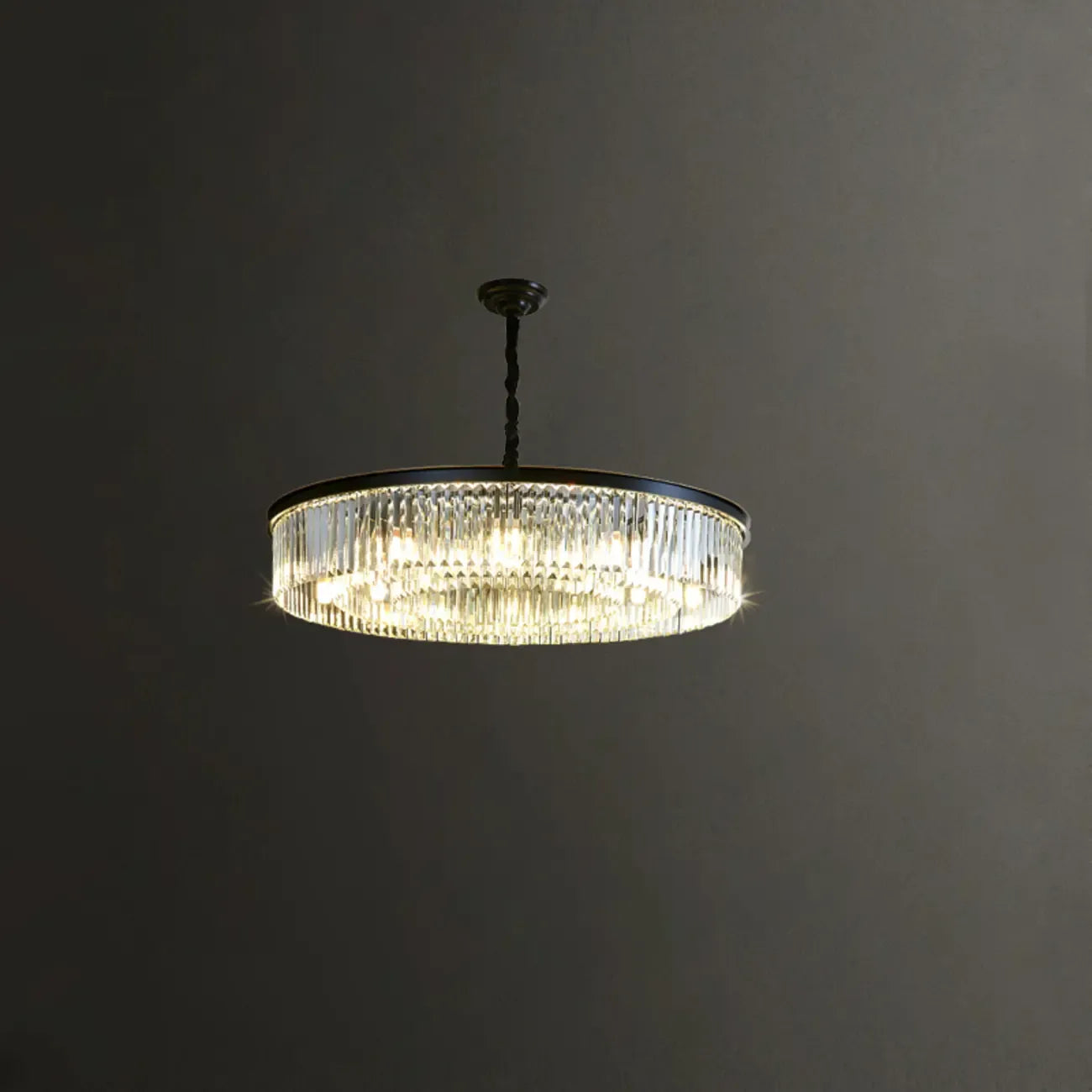 Adjustable Black Round Modern Crystal Chandelier