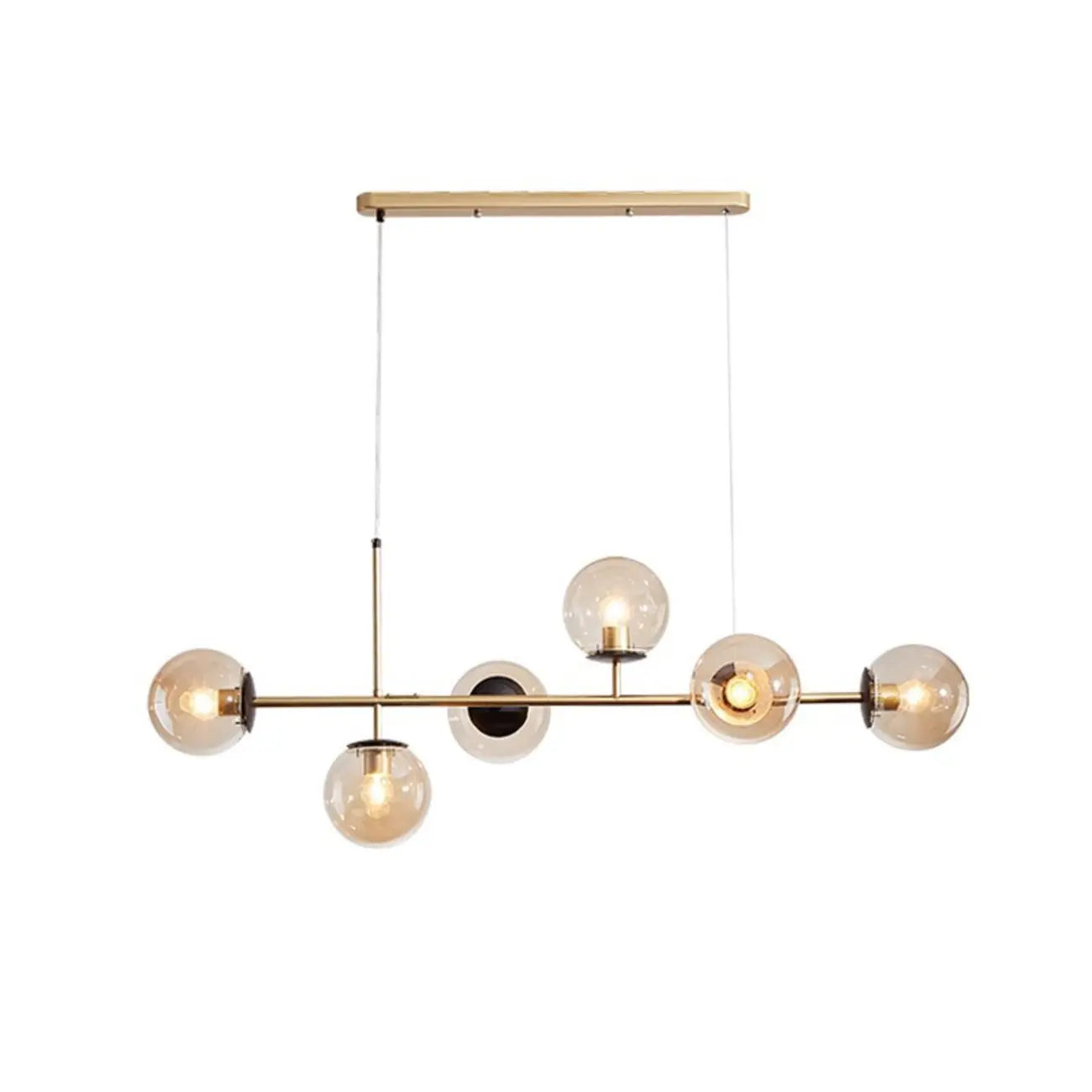 6 Light Glass Globe Island Pendant Light with Adjustable Length