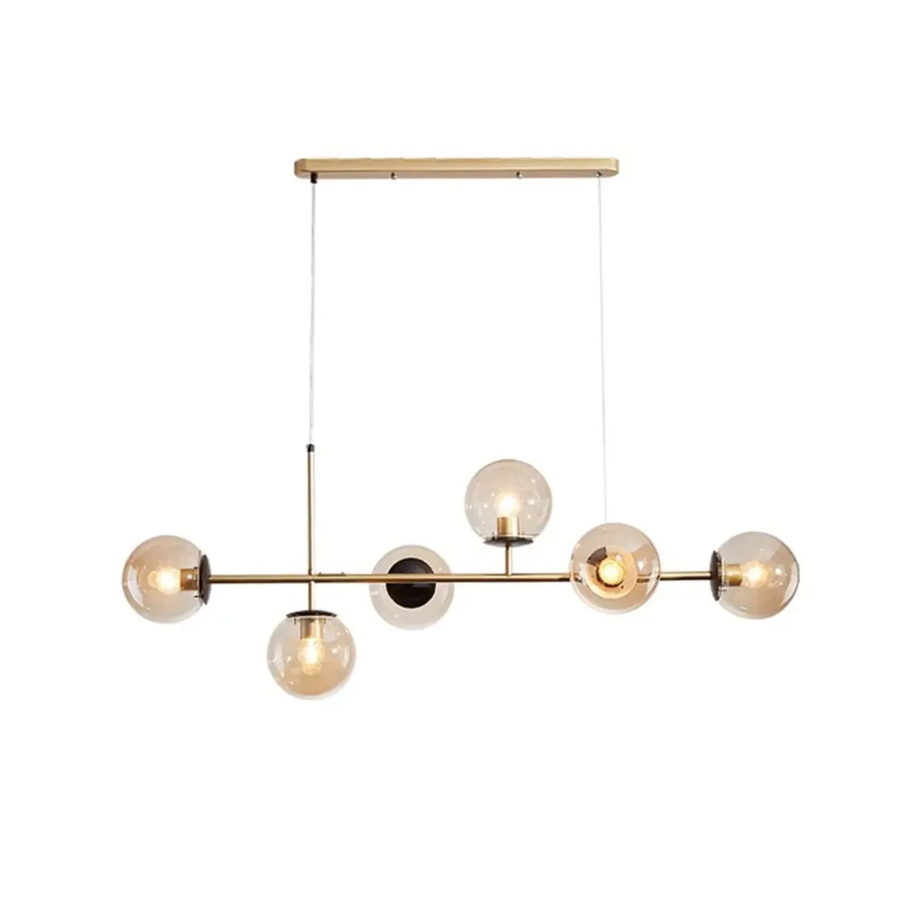 6 Light Glass Globe Island Pendant Light with Adjustable Length