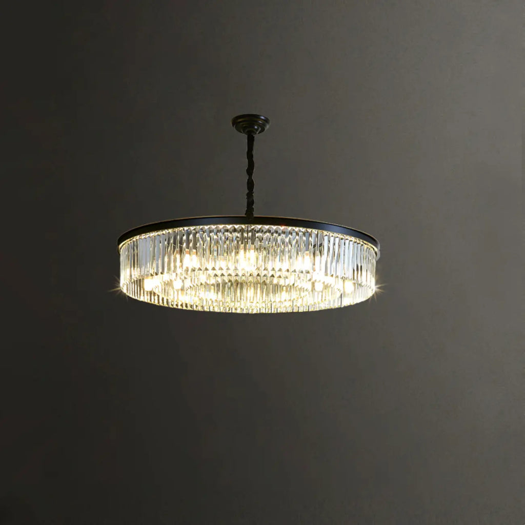 Adjustable Black Round Modern Crystal Chandelier