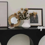Scandinavian Black Wooden Console Table with Sled Base