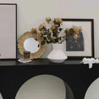 Scandinavian Black Wooden Console Table with Sled Base