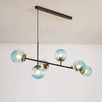 6 Light Glass Globe Island Pendant Light with Adjustable Length