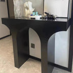 Scandinavian Black Wooden Console Table with Sled Base