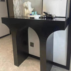 Scandinavian Black Wooden Console Table with Sled Base