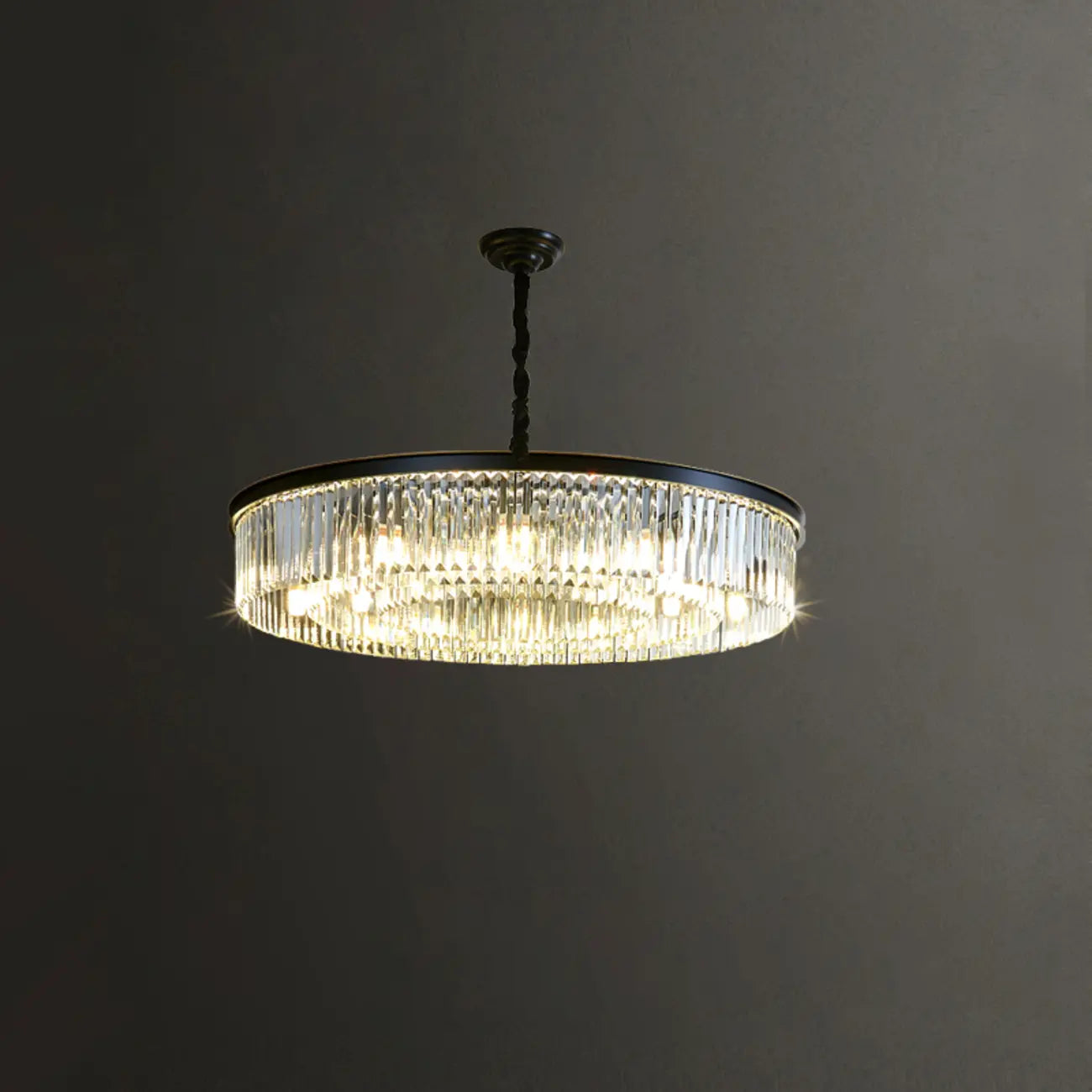 Adjustable Black Round Modern Crystal Chandelier