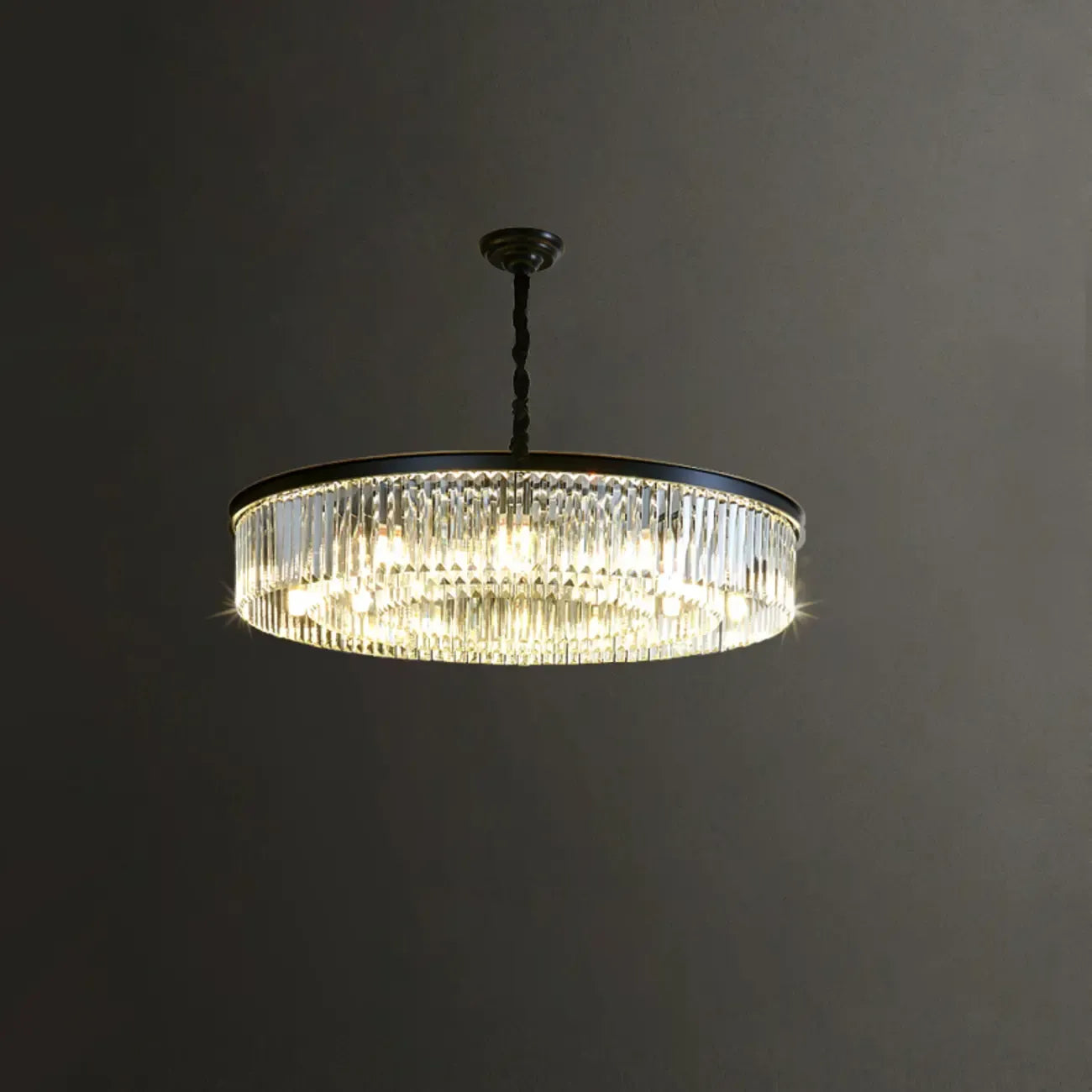 Adjustable Black Round Modern Crystal Chandelier