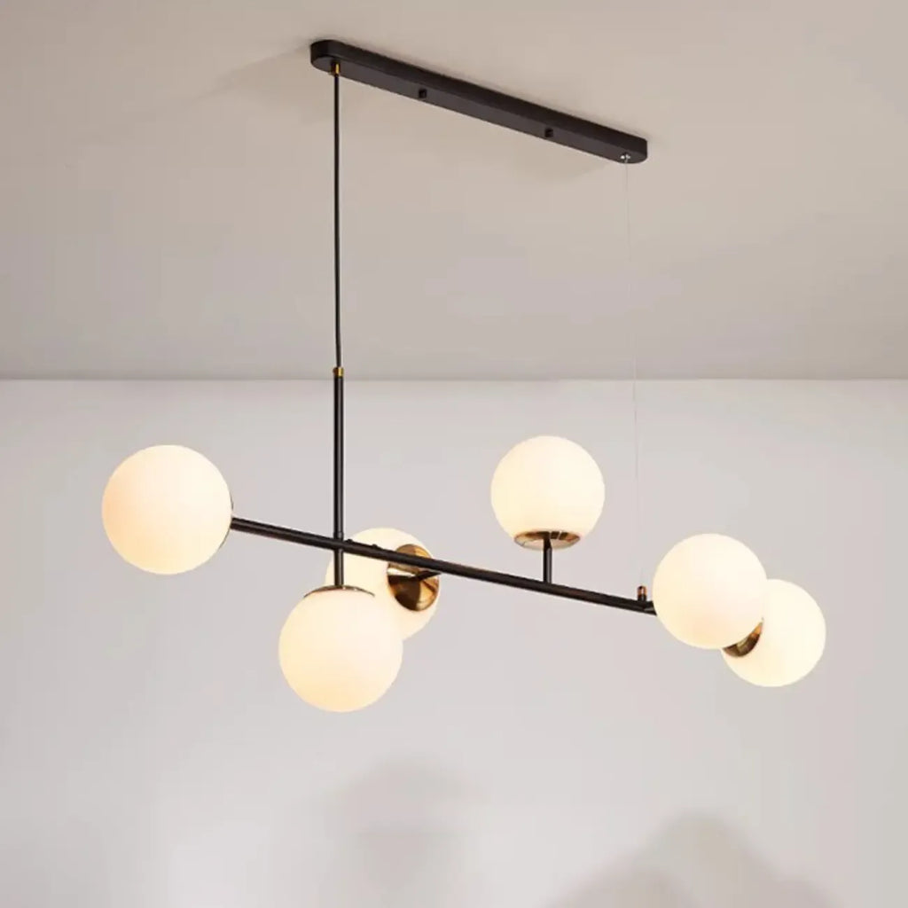 6 Light Glass Globe Island Pendant Light with Adjustable Length