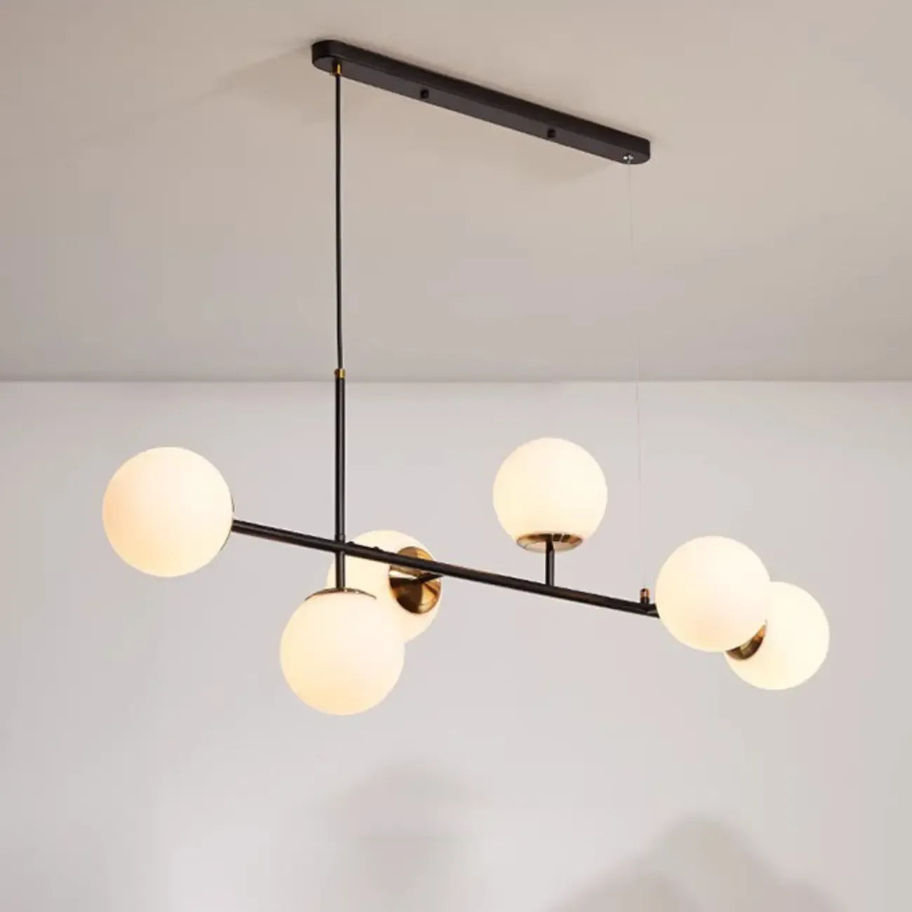6 Light Glass Globe Island Pendant Light with Adjustable Length