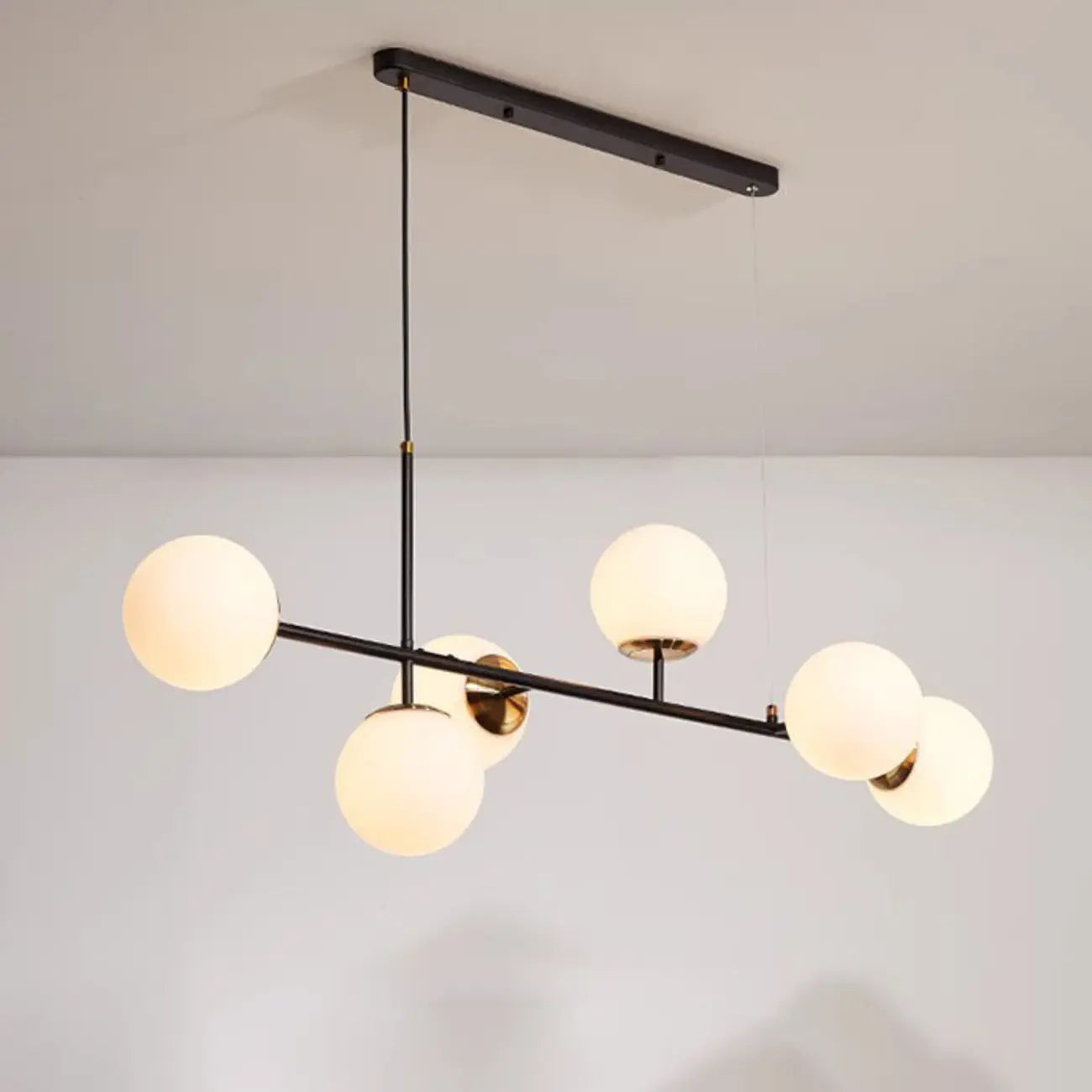 6 Light Glass Globe Island Pendant Light with Adjustable Length