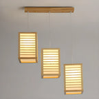 3 Light Island Pendant Light in Natural Wood with Rectangular Shape