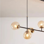 6 Light Glass Globe Island Pendant Light with Adjustable Length