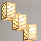 3 Light Island Pendant Light in Natural Wood with Rectangular Shape