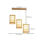 3 Light Island Pendant Light in Natural Wood with Rectangular Shape