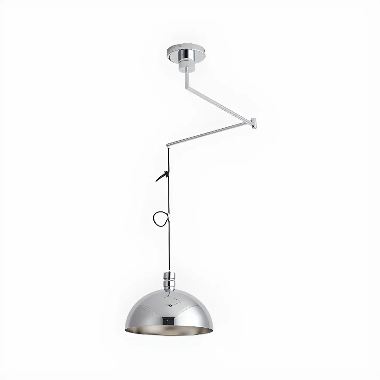 Minimalist White Half Bowl Pendant Lamp and Adjustable Metal Cord
