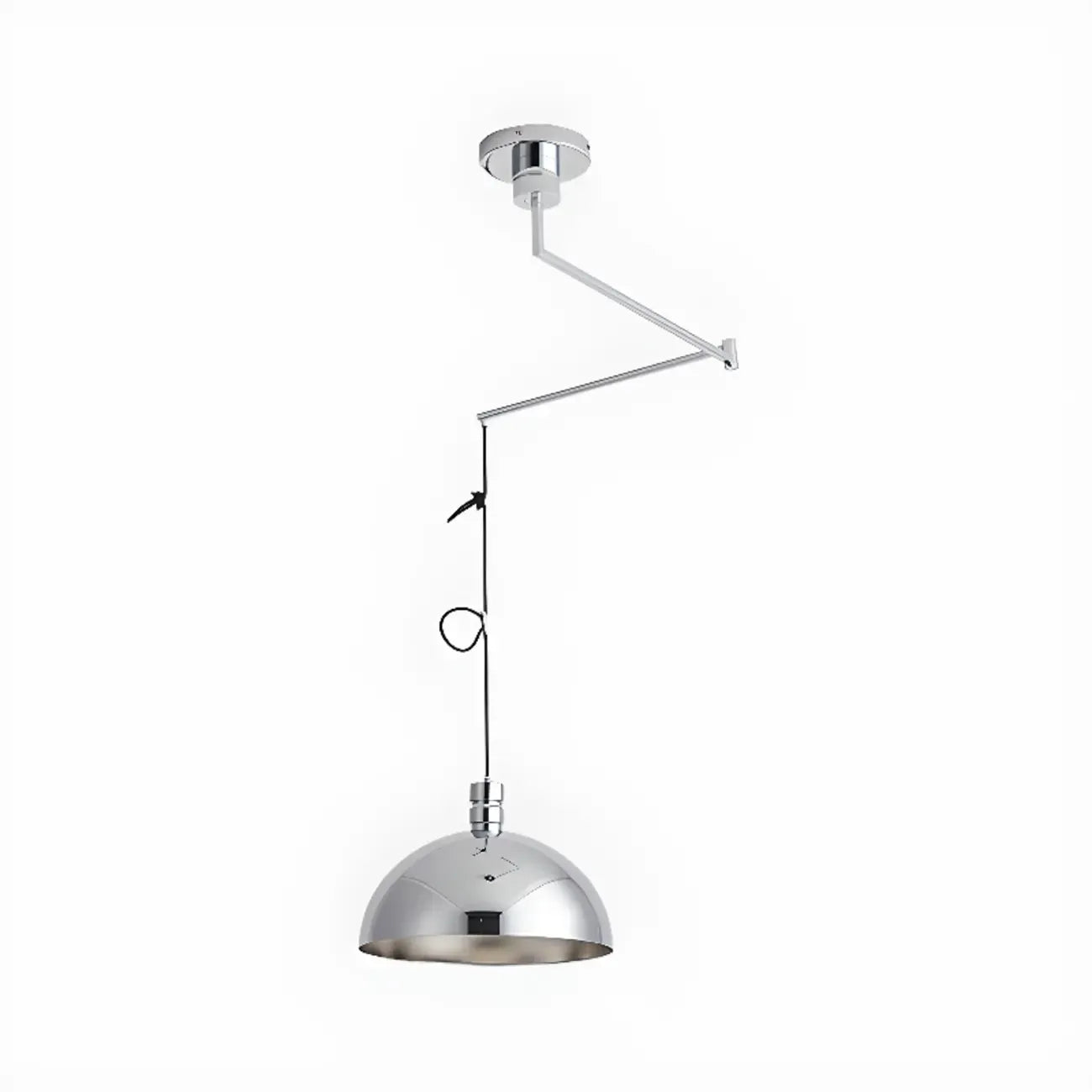 Minimalist White Half Bowl Pendant Lamp and Adjustable Metal Cord