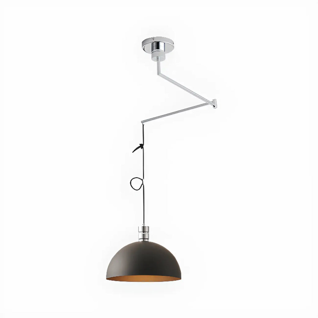 Minimalist White Half Bowl Pendant Lamp and Adjustable Metal Cord