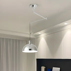 Minimalist White Half Bowl Pendant Lamp and Adjustable Metal Cord