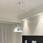 Minimalist White Half Bowl Pendant Lamp and Adjustable Metal Cord