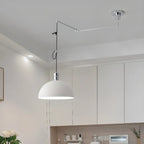 Minimalist White Half Bowl Pendant Lamp and Adjustable Metal Cord