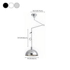 Minimalist White Half Bowl Pendant Lamp and Adjustable Metal Cord