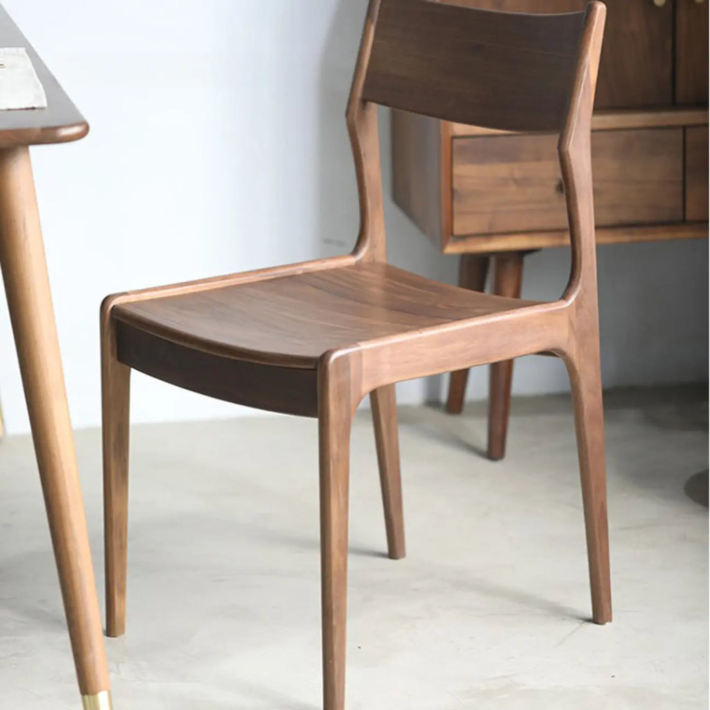 Contemporary Linen Upholstered Wood Side Chair with Airy Back