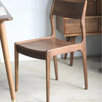 Contemporary Linen Upholstered Wood Side Chair with Airy Back