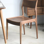 Contemporary Linen Upholstered Wood Side Chair with Airy Back