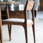 Contemporary Linen Upholstered Wood Side Chair with Airy Back