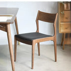 Contemporary Linen Upholstered Wood Side Chair with Airy Back
