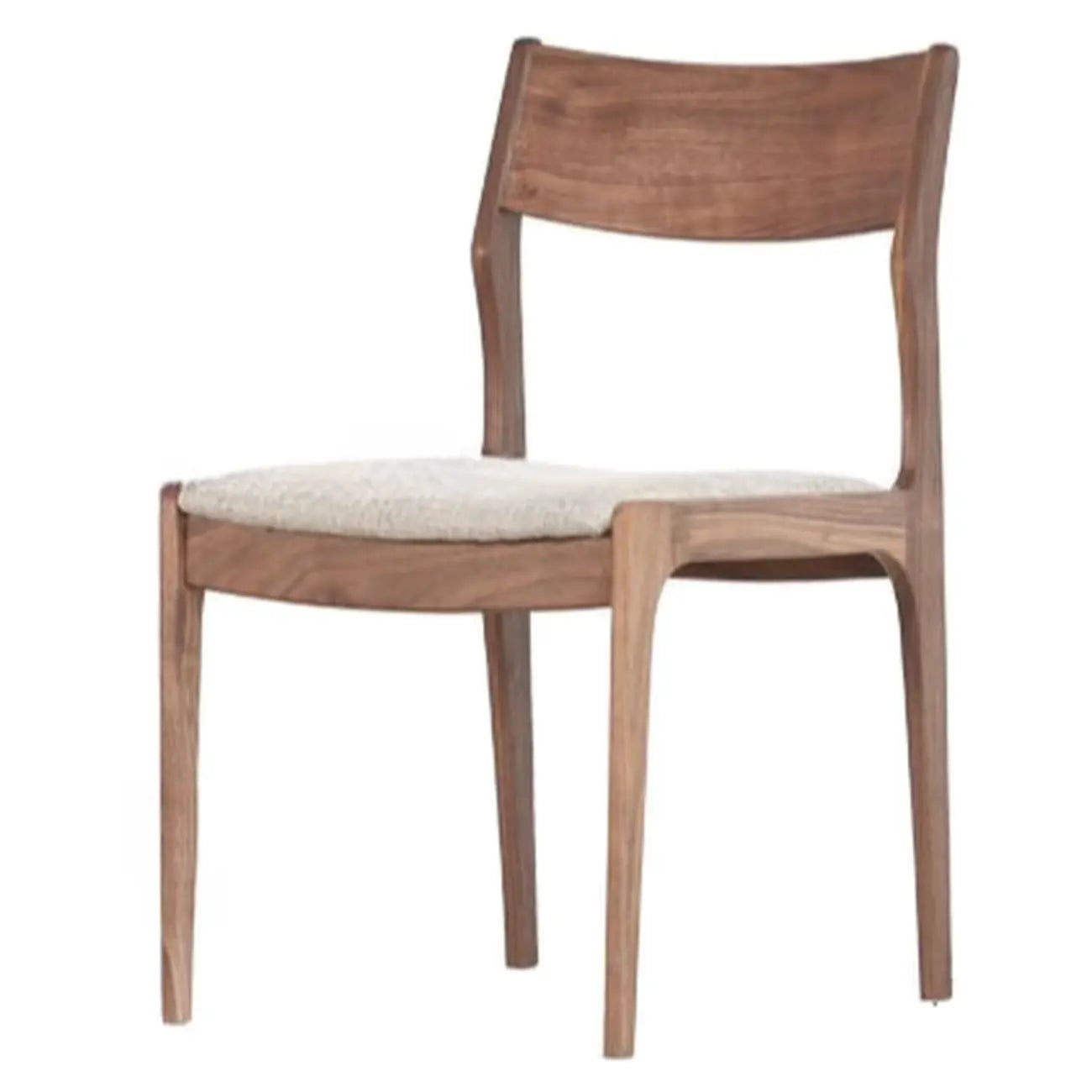 Contemporary Linen Upholstered Wood Side Chair with Airy Back