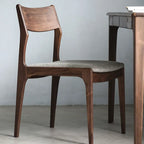 Contemporary Linen Upholstered Wood Side Chair with Airy Back