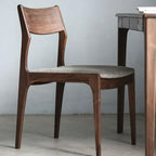 Contemporary Linen Upholstered Wood Side Chair with Airy Back