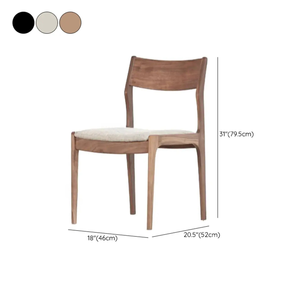 Contemporary Linen Upholstered Wood Side Chair with Airy Back