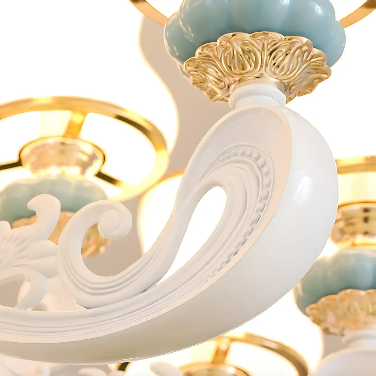 Vintage Elegant Adjustable Chandelier with Porcelain