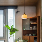 Elegant Classic Ceramic Pleated Cone Pendant Lamp for Living Room