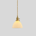 Elegant Classic Ceramic Pleated Cone Pendant Lamp for Living Room