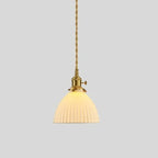 Elegant Classic Ceramic Pleated Cone Pendant Lamp for Living Room