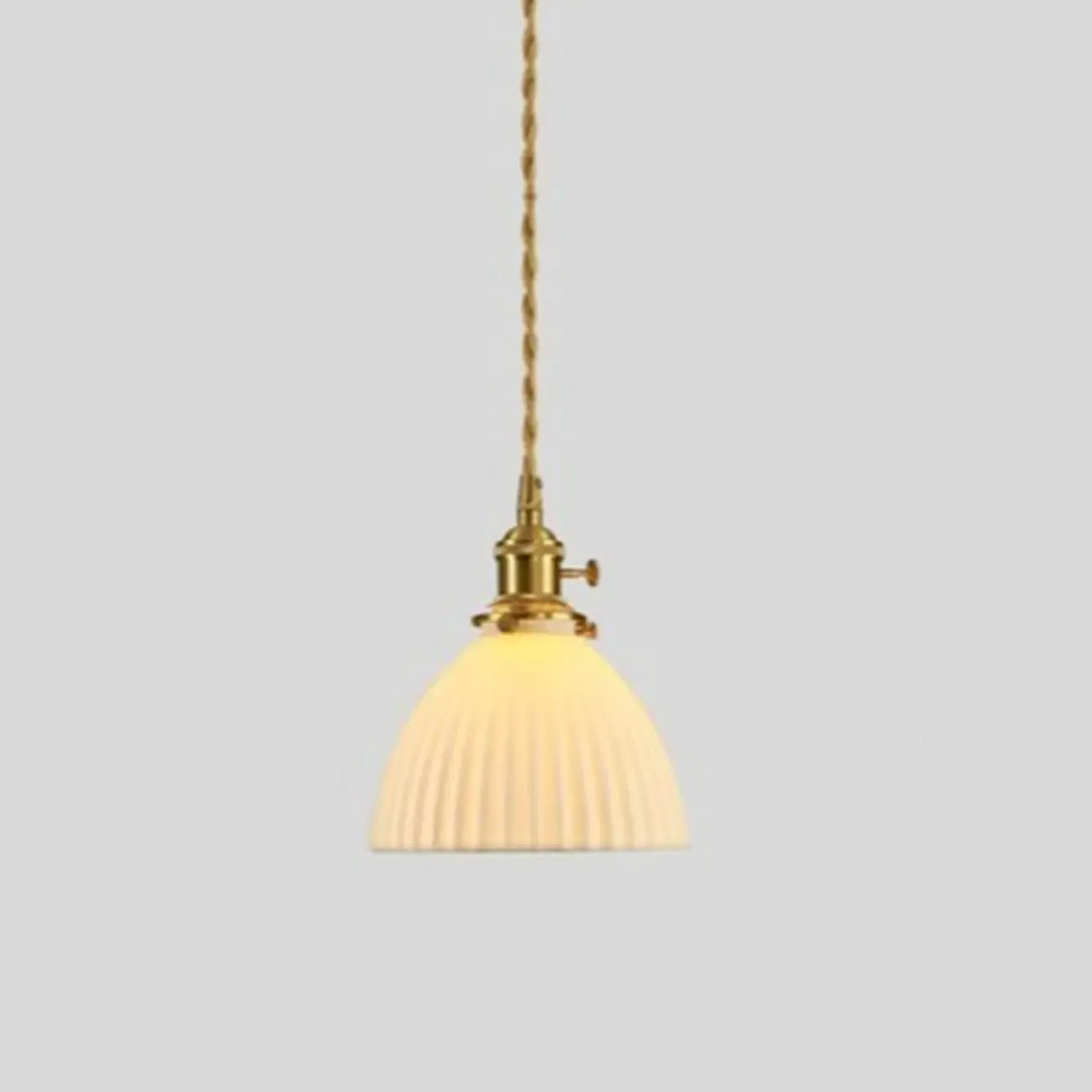 Elegant Classic Ceramic Pleated Cone Pendant Lamp for Living Room