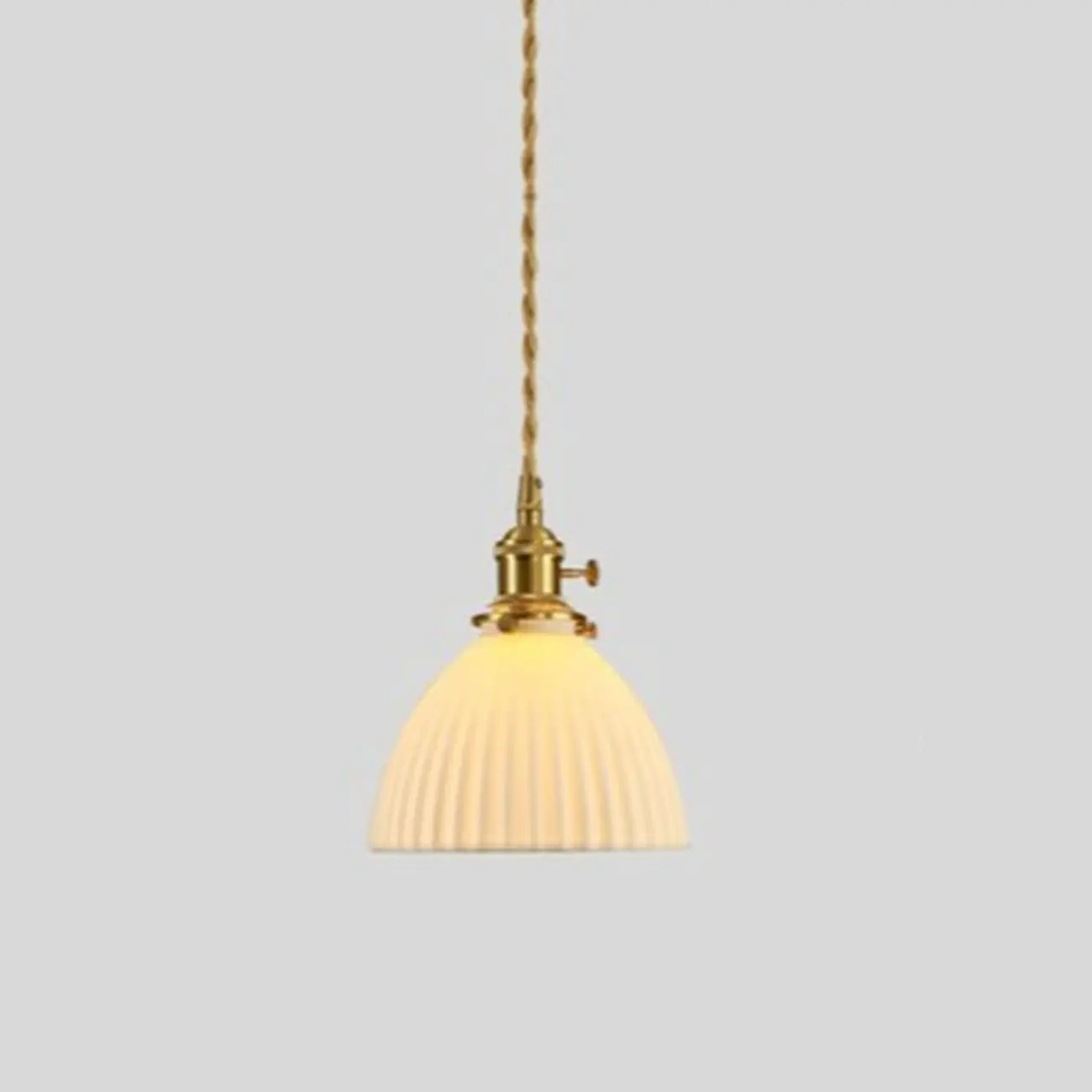 Elegant Classic Ceramic Pleated Cone Pendant Lamp for Living Room