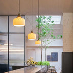 Elegant Classic Ceramic Pleated Cone Pendant Lamp for Living Room