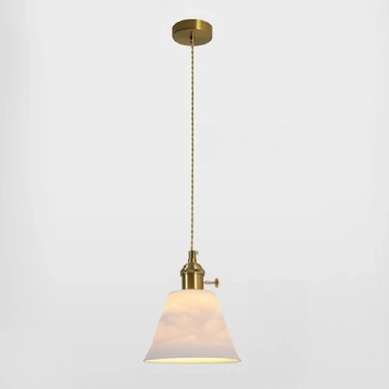 Elegant Classic Ceramic Pleated Cone Pendant Lamp for Living Room