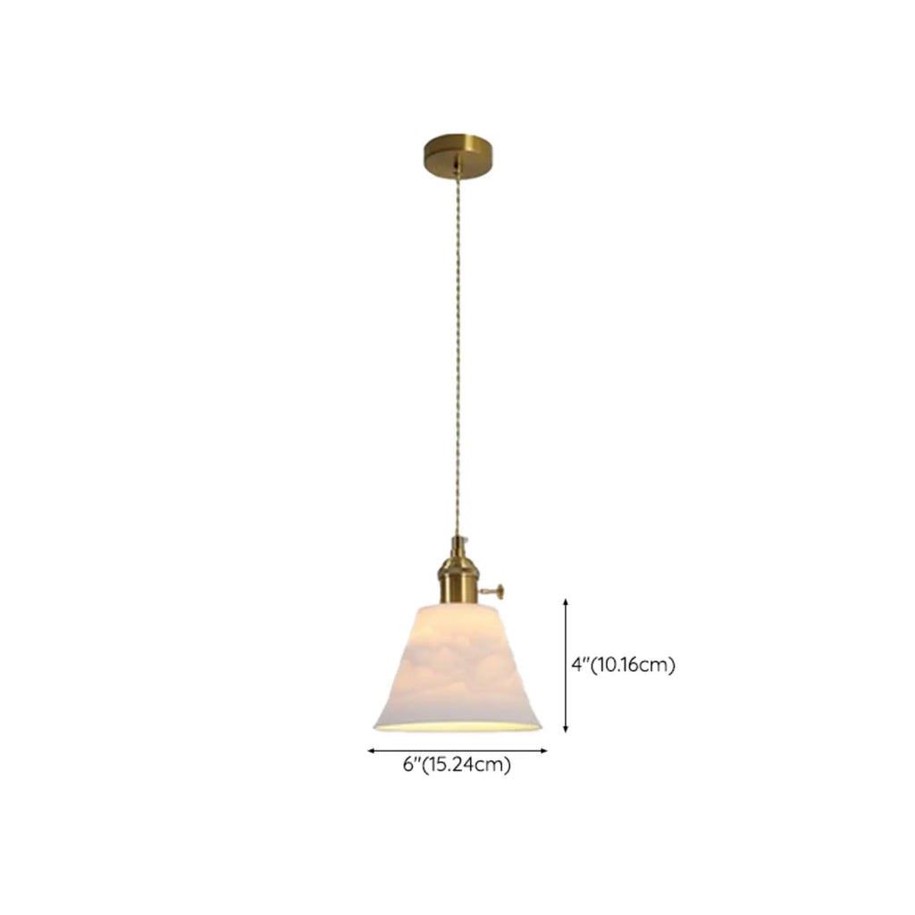 Elegant Classic Ceramic Pleated Cone Pendant Lamp for Living Room