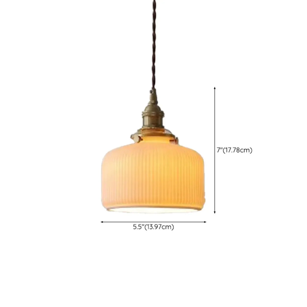 Elegant Classic Ceramic Pleated Cone Pendant Lamp for Living Room