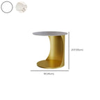Classic C-Shaped White Marble Side Table with Gold Metal Base